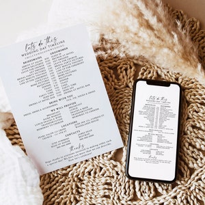 Wedding Party Timeline, Printable Wedding Day Schedule, Bridal Party Timeline, Editable Template, Wedding Party, Itinerary Schedule download