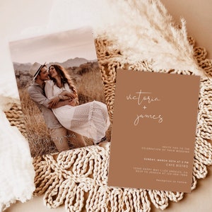 Photo Wedding Invitation template, Editable Minimalist Wedding Invite, photo Modern Wedding Invite, Photo Wedding Invitation download