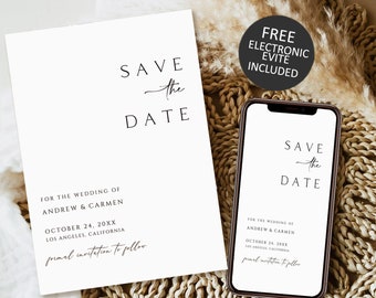 Save the Date, Printable Save the Date Wedding template, Save the date card, electronic save the date evite, Instant download self editable