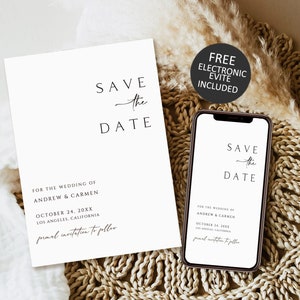 Save the Date, Printable Save the Date Wedding template, Save the date card, electronic save the date evite, Instant download self editable
