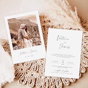 Minimalist Wedding Invitation Template, Editable Minimalist Wedding Invite, photo Modern Wedding Invite, Photo Wedding Invitation download