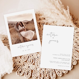 Photo Wedding Invitation Template, Editable Minimalist Wedding Invite, photo Modern Wedding Invite, Photo Wedding Invitation download