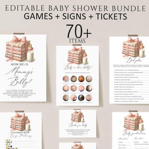 Storybook Baby Shower Games Bundle, Printable Signs, Book Themed Baby Shower, A New Chapter Will Soon Begin,Editable Book Baby Games