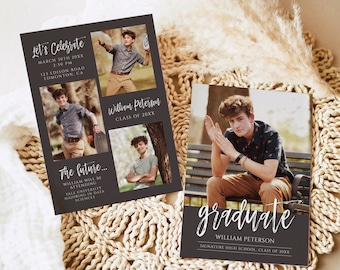 Modern Photo Graduation Invitation Template (Digital Download)