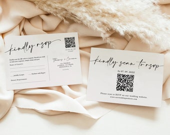 Modern QR Code Wedding RSVP Card (Digital Download)