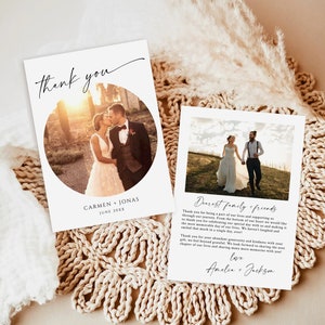 Boho Wedding Photo Thank You, Minimalist Wedding Thank You Card, Photo Thank You Card, Printable Thank You Card, Editable Wedding template