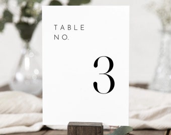 Calligraphy Wedding Table Numbers Template, Minimalist 5x7, 4x6 (Digital Download)