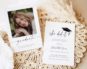Minimalist Photo Graduation Invitation Template (Digital Download)