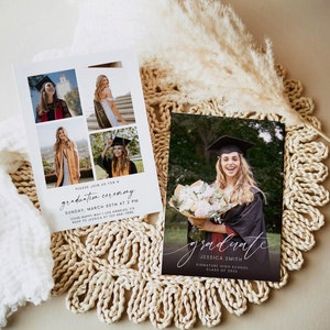 Graduation Party Invitation Template, Minimalist Senior Announcement Card, Modern Graduation Announcement,Photo Graduation Invite download 6