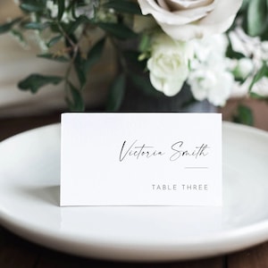 Modèle de marque-places pour mariage, marque-places modifiables, marque-places imprimables, cartes de nom de table de mariage, téléchargement de marque-places, minimalisme moderne