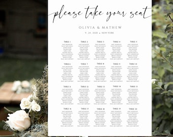 Seating Chart, Classic Seating Chart Template, Elegant Wedding Seating Plan, Printable, INSTANT Download, Templett, Fully Editable uj180