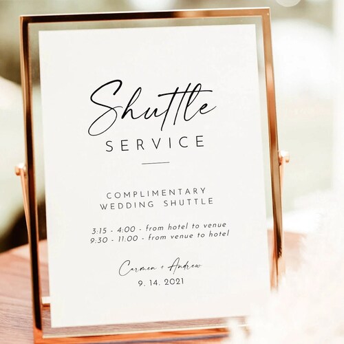 Shuttle Service Printable Wedding Sign Wedding Transportation - Etsy