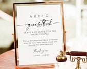 Audio Guest Book Sign, Telephone Guestbook, Leave a Message, Wedding Phone, Editable Template, Minimalist Sign, Instant Download, phone