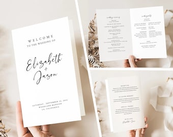 Minimalist Folded Wedding Program Template (Digital Download)