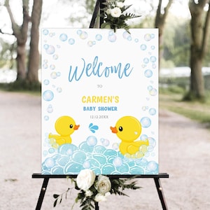 Rubber Ducky Baby Shower Welcome Sign, Printable Baby Shower Welcome, Rubber Duck Baby Shower Welcome poster, duckling baby shower download