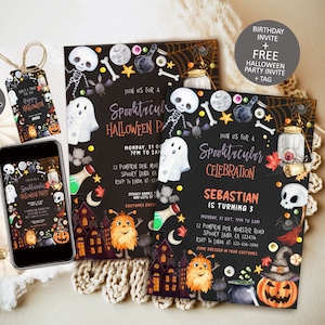 Editable Halloween Invitation, Halloween Party Invitation, Halloween Birthday Invitation, Spooktacular Ghost invite template Printable