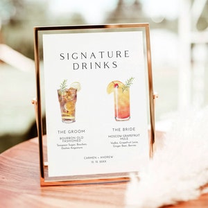 Signature Drinks Sign, Editable Signature Cocktails Template, Bar Menu Sign Template, Signature Drinks Sign, editable template download