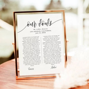 Download de votos de casamento, modelo de presente de primeiro aniversário, arte de parede de votos de casamento para impressão, download instantâneo, modelo editável de votos de casamento