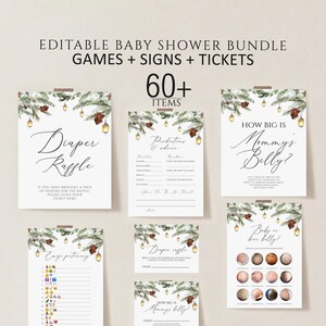 Winter Baby Shower Games Bundle. Evergreen Baby it&#39;s cold outside Baby Shower Games. Winter greenery baby shower games Instant Download