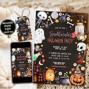 Halloween Party Invitation, Halloween Party Invite, Halloween tag, Editable Invitation, Costume party Invite, Editable template Download hl9