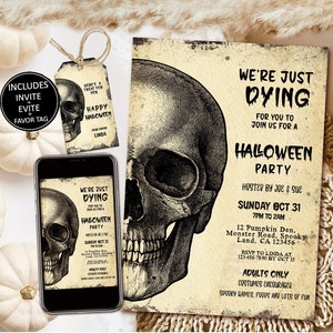 Vintage Halloween Invitation Template, Instant Download, Halloween Party Invitation, Printable Halloween Invite for Adults Download hl25