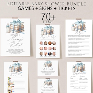 A new chapter Baby Shower Games Bundle, Book Themed Baby Shower, Printable Signs, Storybook baby shower games, Editable Library Games