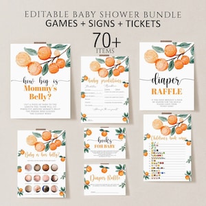 Little Cutie Baby Shower Games Bundle, A little Cutie is on the Way Games, Neutral Baby Shower, Citrus Baby Shower, Editable Games Bundle