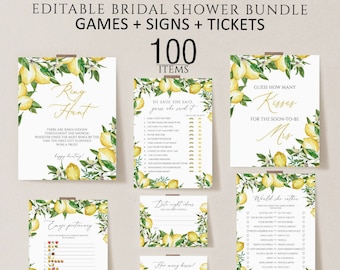 Lemon bridal shower games bundle, Bridal shower games, Citrus bridal shower games printable, Bridal shower games bundle, Wedding games