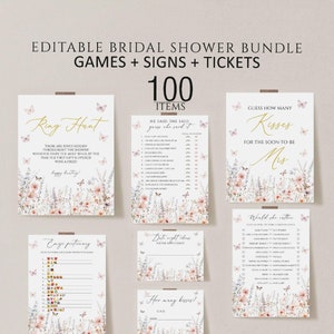 Butterfly Bridal Shower Games, Lifetime of Butterflies Bridal Shower Editable Games Bundle, He Gives Me Butterflies Games Pack Printable