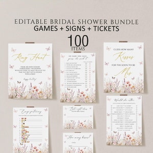 Lifetime of Butterflies Bridal Shower Games Bundle, Butterfly Bridal Shower Games Editable, Printable Bridal Shower Games Bundle Butterflies