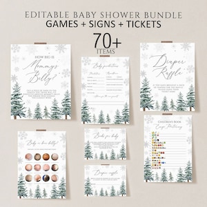 Winter Wonderland Baby Shower Game, Woodland Baby Shower Game Bundle, Printable Baby Shower Games, Winter Baby Shower Activity Bundle