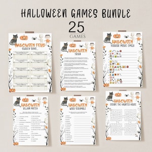 Halloween Party Games Bundle, Halloween Game Set, Trivia, Scattergories, Word Search, Family Games, Printable Virtual Games signs hl2