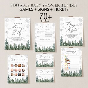 Winter Wonderland Baby Shower Game, Woodland Baby Shower Game Bundle, Printable Baby Shower Games, Winter Baby Shower Activity Bundle