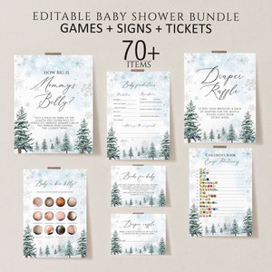 Winter baby shower games, Baby shower games bundle, Winter wonderland baby shower games download, Printable baby shower games template