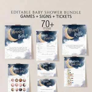 Over the Moon Baby Shower Games, Printable, Moon and Stars Baby Shower Game Bundle, Twinkle Twinkle Little Star Baby Shower Games Bundle
