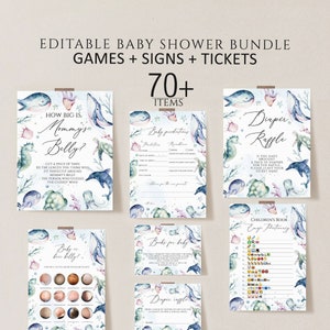 Under the Sea Baby Shower Games bundle, Ocean Baby Shower Game Pack, Nautical Baby Shower Game Bundle, Sea and Ocean Baby Shower Theme