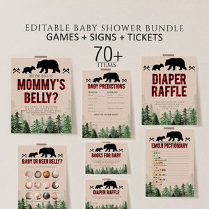 Lumberjack Baby Shower Games Bundle, Red and Black Buffalo Plaids Baby Shower Games Pack,Rustic Mama Bear Games,Boy Baby Shower,Printables