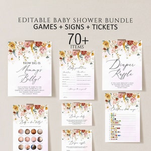 Garden Floral Baby Shower Games Bundle, Spring Flowers Party Games Pack, Printable Game Activities, Shower Game Bundle, Floral baby shower