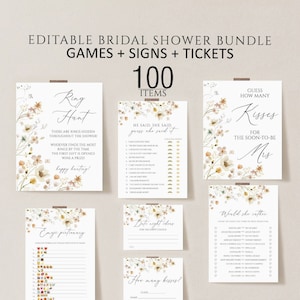 Boho bridal shower games bundle, Bridal shower games, Wildflower bridal shower games printable, Bridal shower games bundle, Wedding games