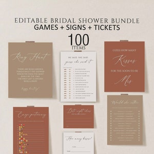 Bridal Shower Games, Printable Bridal Shower Games, Minimalist Wedding Shower Games, Editable Bridal Party Games, Boho Bride or Groom  games