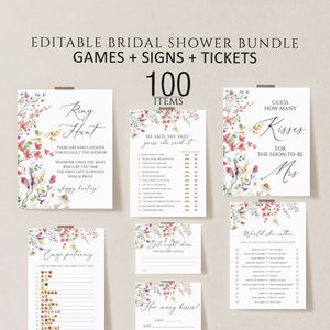 Boho Bridal Shower Games, Printable Bridal Shower Games, Wildflower Wedding Shower Games, Editable Bridal Party Games, Bride or Groom Game