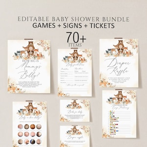 Editable Fall Woodland Baby Shower Game Bundle, Oh Boy Woodland Baby Shower Game Pack, Woodland Animals Baby Shower Games, Woodland shower
