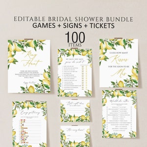 Lemon bridal shower games bundle, Bridal shower games, Citrus bridal shower games printable, Bridal shower games bundle, Wedding games