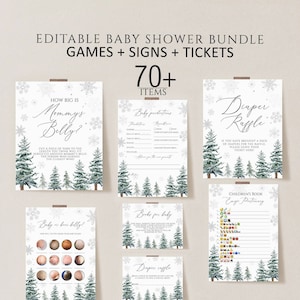 Winter Wonderland Baby Shower Game, Woodland Baby Shower Game Bundle, Printable Baby Shower Games, Winter Baby Shower Activity Bundle