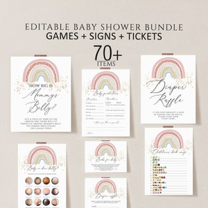 Editable Baby Sprinkle Games, Rainbow baby sprinkle baby shower games download, baby sprinkle baby shower bundle, sprinkle signs printable