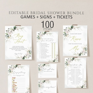 Bridal Shower Games, Printable Bridal Shower Games, Minimalist Wedding Shower Games, Editable Bridal Party Games,Floral Bride or Groom Game