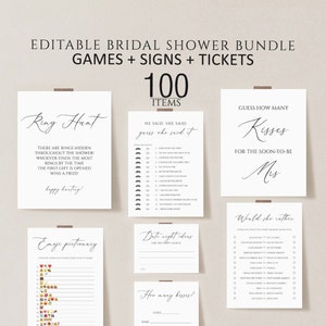 Bridal Shower Games, Printable Bridal Shower Games, Minimalist Wedding Shower Games, Editable Modern Bridal Party Games, Bride or Groom set