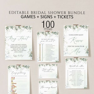 Greenery bridal shower games, Bridal Shower Games, Printable Bridal Shower Games, Minimalist Wedding Shower Games, Editable Bridal Games