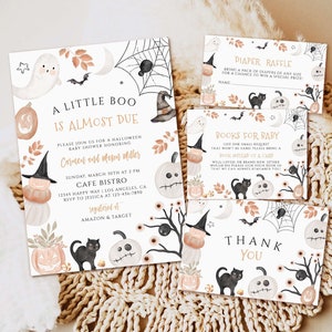 Halloween Baby Shower Invitation Bundle, Baby Shower Invitation, Halloween Books for Baby Card, Diaper Raffle, Halloween baby shower invite
