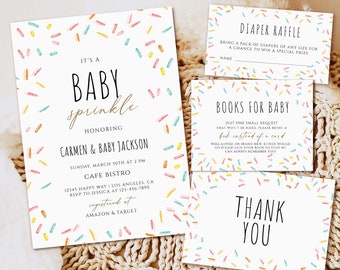 Editable Baby Sprinkle Shower Invitation Baby Shower Coed Shower Gender Neutral Confetti Sprinkles Digital Template download Printable